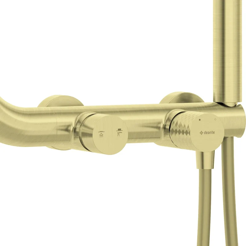 DEANTE Silia Hexa Duschsystem mit Regenbrause // gebürstetes Gold // NHS-R4XM