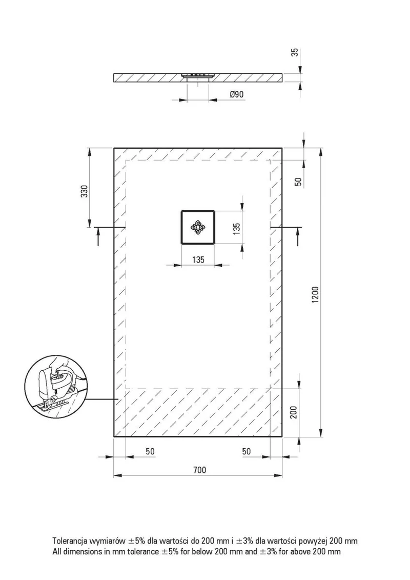 DEANTE Silia Duschwanne rechteckig – 70x120 cm // Weiß // KSKA00712B