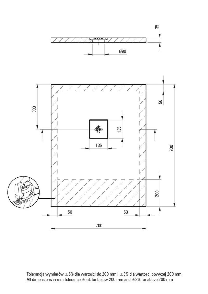 DEANTE Silia Duschwanne rechteckig - 70x90 cm // Weiß // KSKA00709B