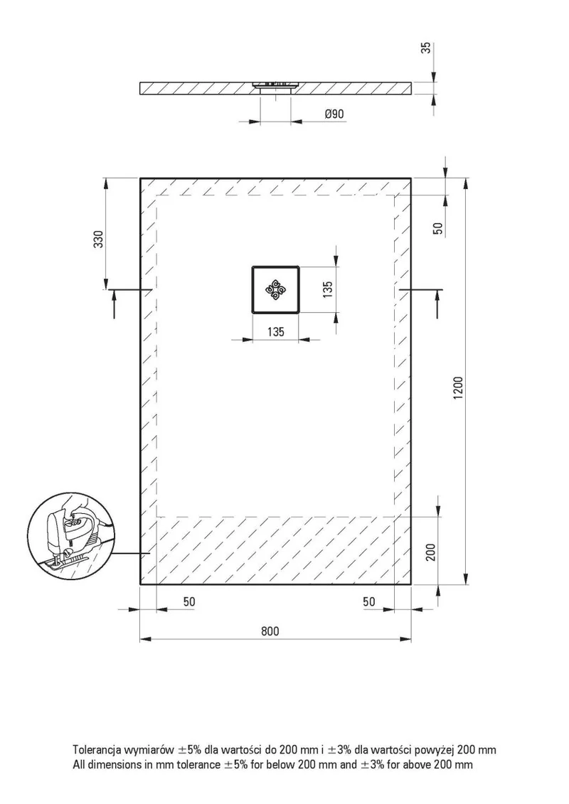 DEANTE Silia Duschwanne rechteckig – 80x120 cm // Weiß // KSKA00812B