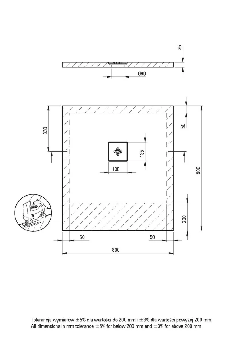 DEANTE Silia Duschwanne rechteckig – 80x90 cm // Weiß // KSKA00809B