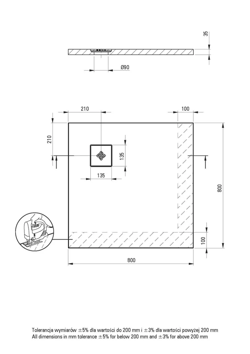 DEANTE Silia Duschwanne quadratisch – 80x80 cm // Weiß // KSKA00808B
