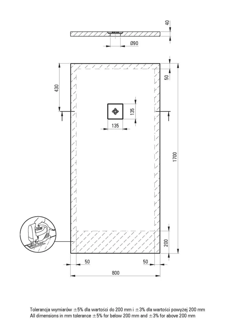 DEANTE Silia Duschwanne rechteckig – 80x170 cm // Weiß // KSKA00817B