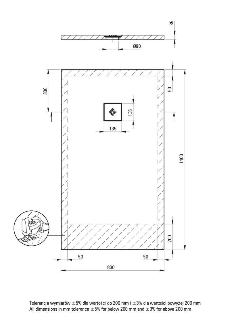 DEANTE Silia Duschwanne rechteckig – 80x140 cm // Weiß // KSKA00814B