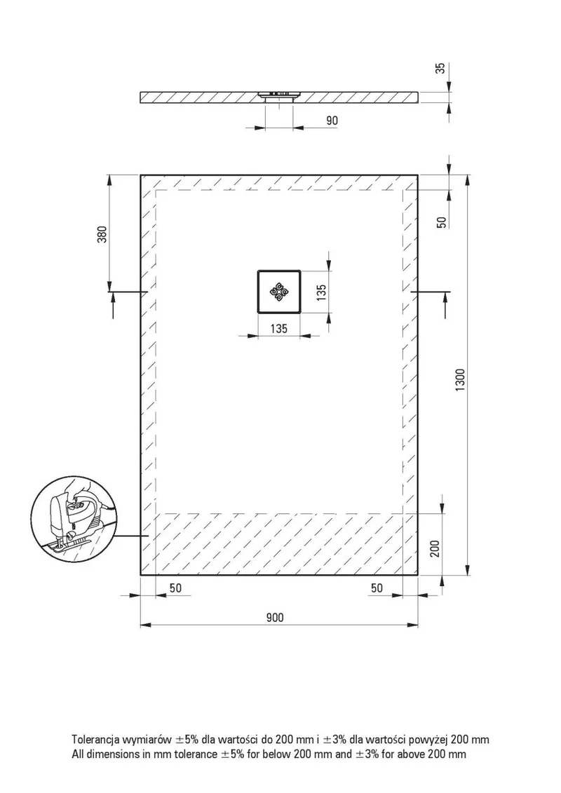 DEANTE Silia Duschwanne rechteckig – 90x130 cm // Weiß // KSKA00913B