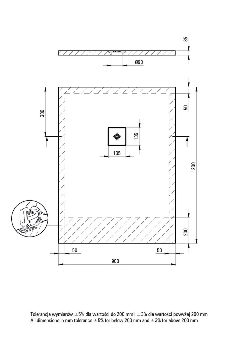 DEANTE Silia Duschwanne rechteckig – 90x120 cm // Weiß // KSKA00912B