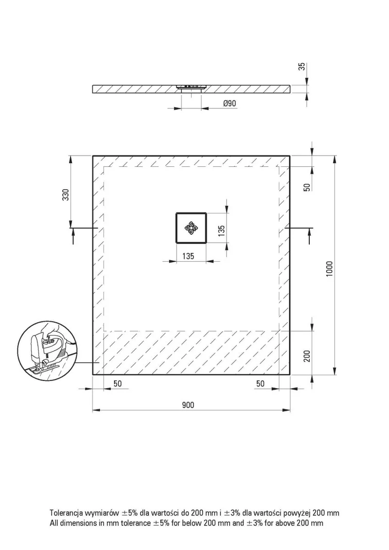 DEANTE Silia Duschwanne rechteckig – 90x100 cm // Weiß // KSKA00910B
