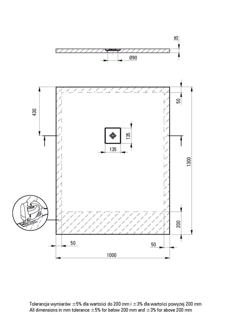 DEANTE Silia Duschwanne rechteckig – 100x130 cm // Weiß // KSKA01013B