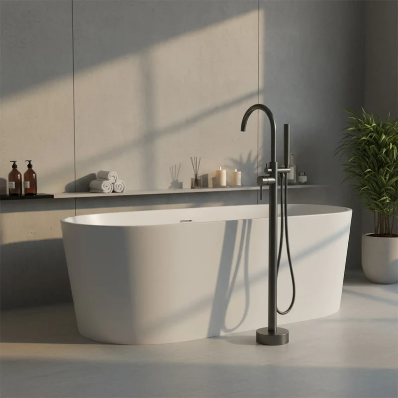Freistehende Badewannenarmatur Lungo Titan Matt