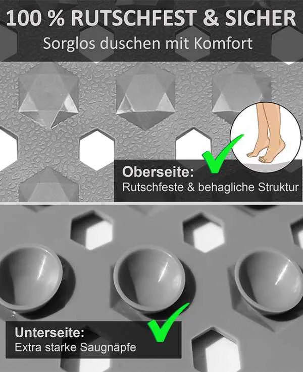 Badewannenmatte rutschfest - Antirutschmatte 88x40 cm Diamant Design
