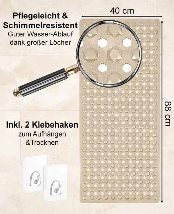 Badewannenmatte rutschfest - Antirutschmatte 88x40 cm Diamant Design