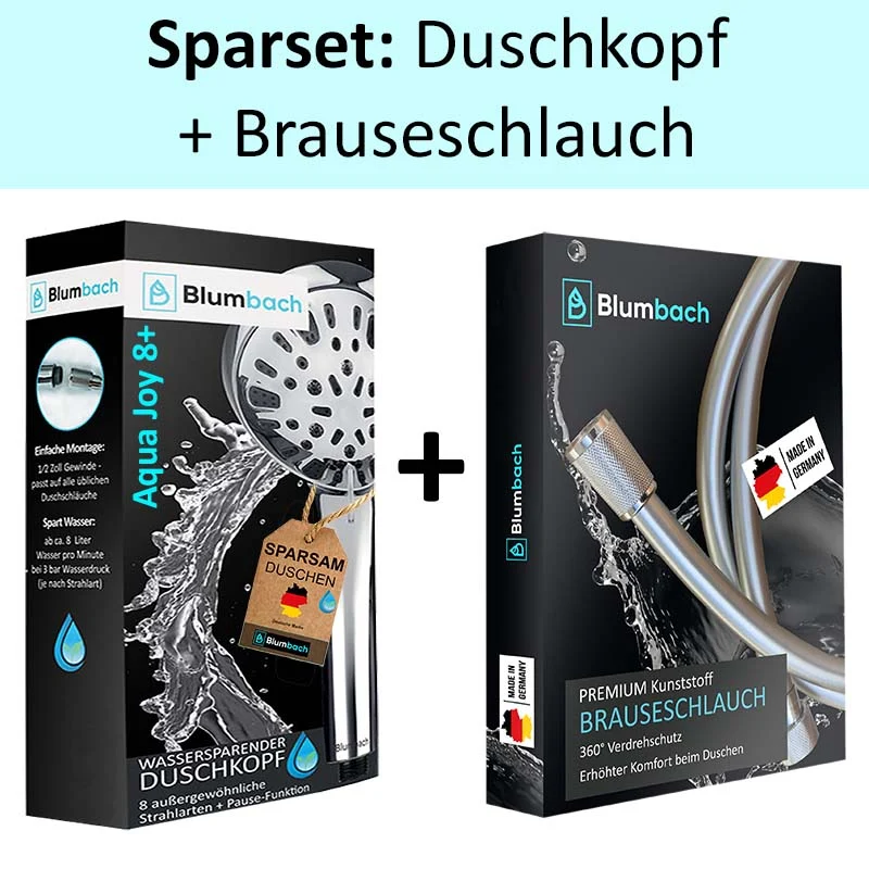 Duschbrause Set: Aqua Joy Duschkopf + Kunststoff Schlauch 160 cm