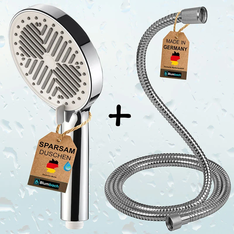 Duschbrause Set: Eco Shower Sparduschkopf + Edelstahl Duschschlauch 160 cm