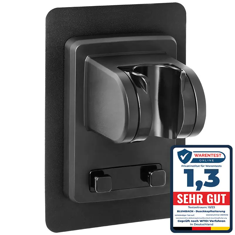 Duschkopfhalter "Sticky" zum Kleben. Winkel verstellbar, Schwarz