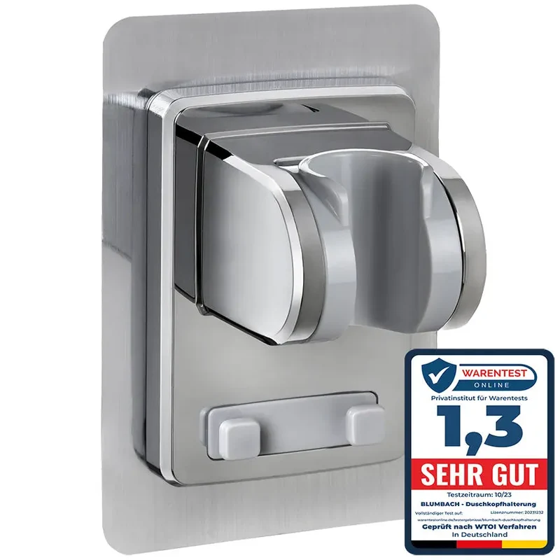 Duschkopfhalter "Sticky" zum Kleben. Winkel verstellbar, Chrom