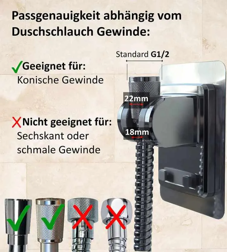 Duschkopfhalter "Sticky" zum Kleben. Winkel verstellbar, Chrom