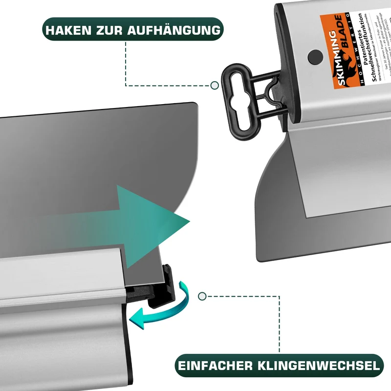 Profi Flächenspachtel Set mit Teleskopstange | 5 Größen (15-80cm) & 5 Ersatzklingen im Koffer