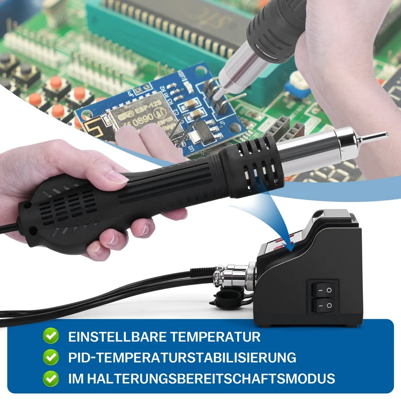 2-in-1 Lötstation mit Heißluft & 80W Lötkolben | 780W | PID-Temperaturregelung | Komplett-Set für SMD/BGA
