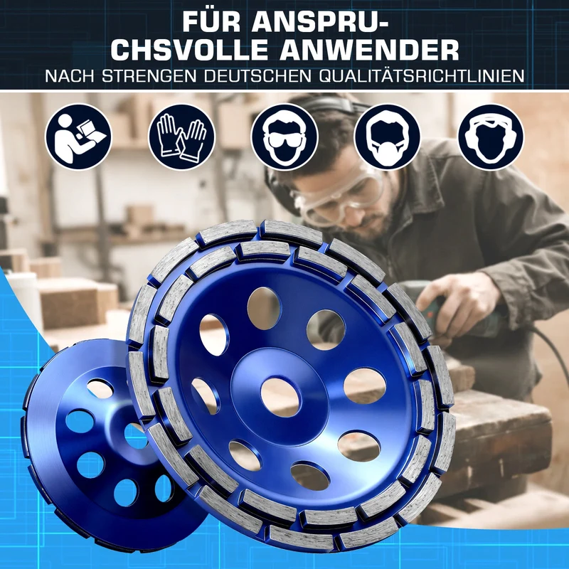 Premium Diamant-Turboschleifscheibe 180 mm mit 22,23 mm Bohrung für Winkelschleifer