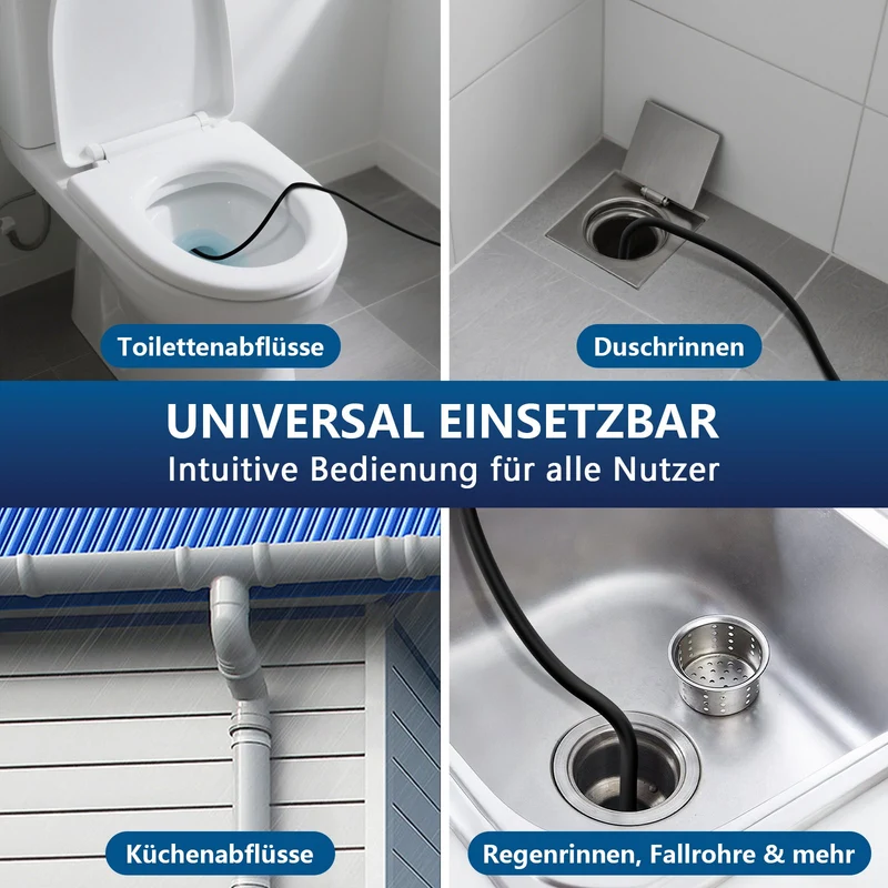 Professioneller Hochdruck-Rohrreinigungsschlauch 4-Schichten-System mit starre & rotierende Düsen, kompatibel mit Kärcher K2-K7, 500 bar