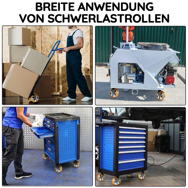 Schwerlast-Rollen Set aus Polyurethan mit Aluminiumkern, verschiedene Größen und Varianten