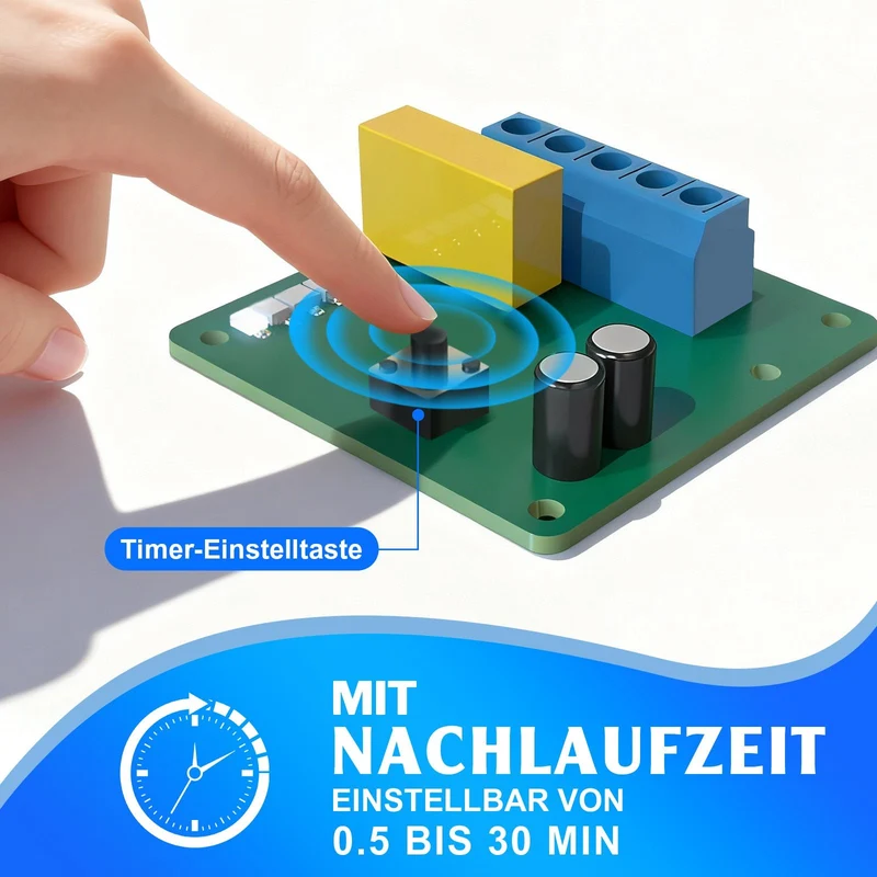 Leiser Abluftventilator mit 240 m³/h Luftdurchsatz und Nachlauffunktion – Für Wohn- und Feuchträume