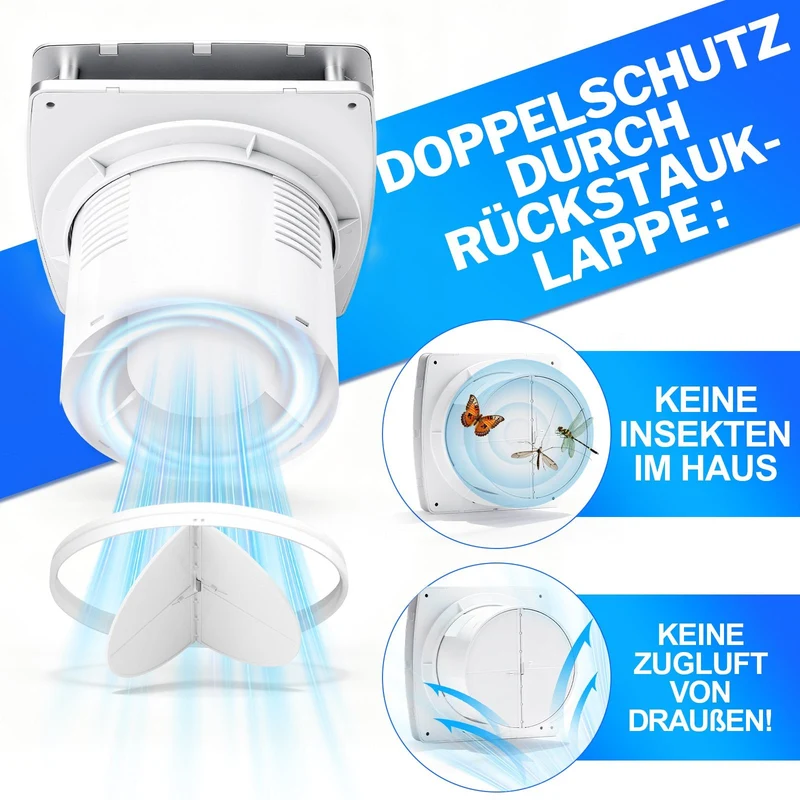 Leistungsstarker Abluftventilator 240 m³/h mit Nachlauffunktion – Für frische und trockene Räume