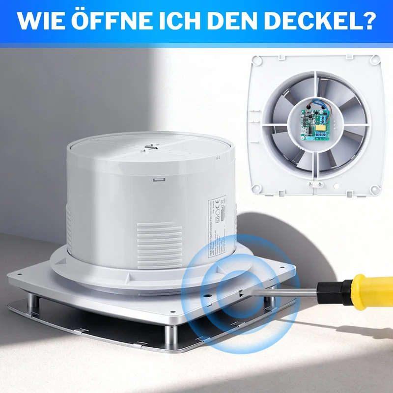 Automatischer Luftentfeuchter mit integriertem Hygrostat und Nachlaufmodus – Geräuscharmer Bad- & Küchenlüfter, spritzwassergeschützt nach IPX4