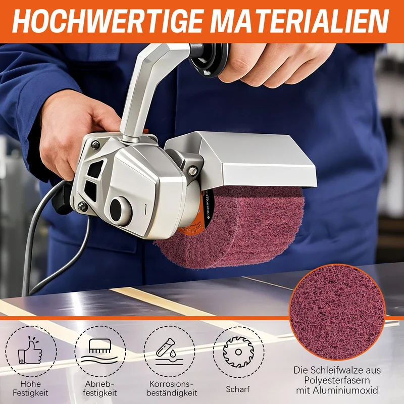 Hochwertige Schleifwalzenbürste mit Aluminiumoxid – Professionelle Oberflächenbearbeitung für Metall, Holz und Stein
