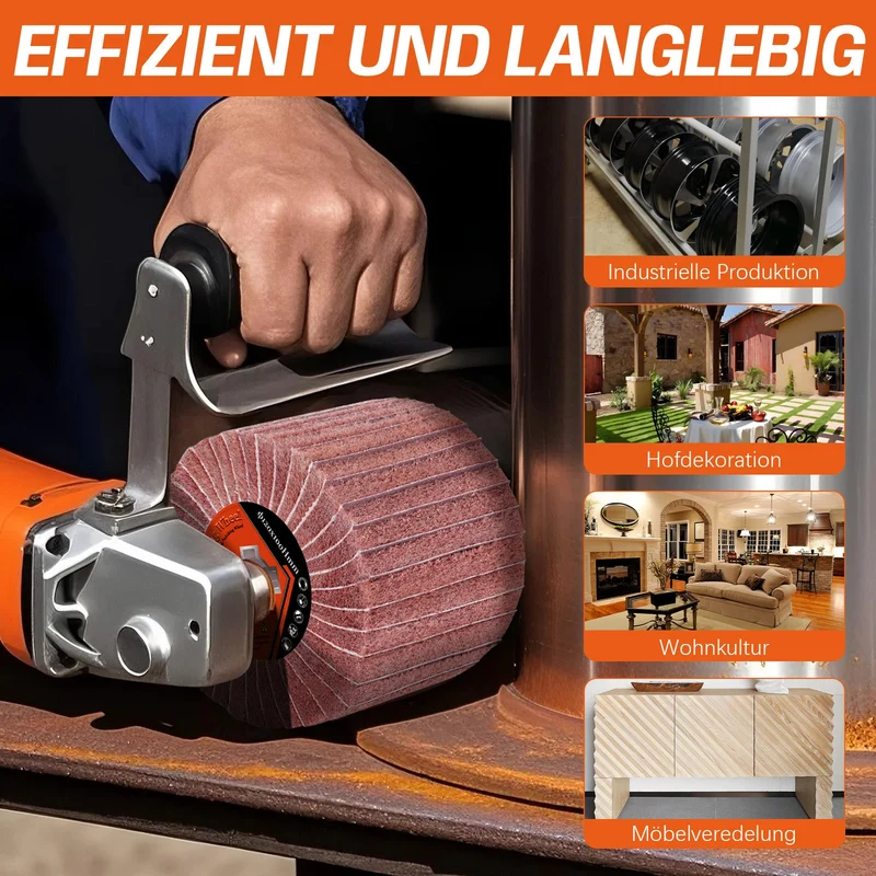 Schleifwalzenbürste Satinierwalze für Metall & Holz – PA/Alu-Oxid & Siliziumkarbid, verschiedene Körnungen