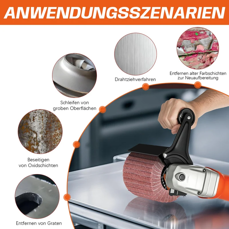 Schleifwalzenbürste Satinierwalze für Metall & Holz – PA/Alu-Oxid & Siliziumkarbid, verschiedene Körnungen