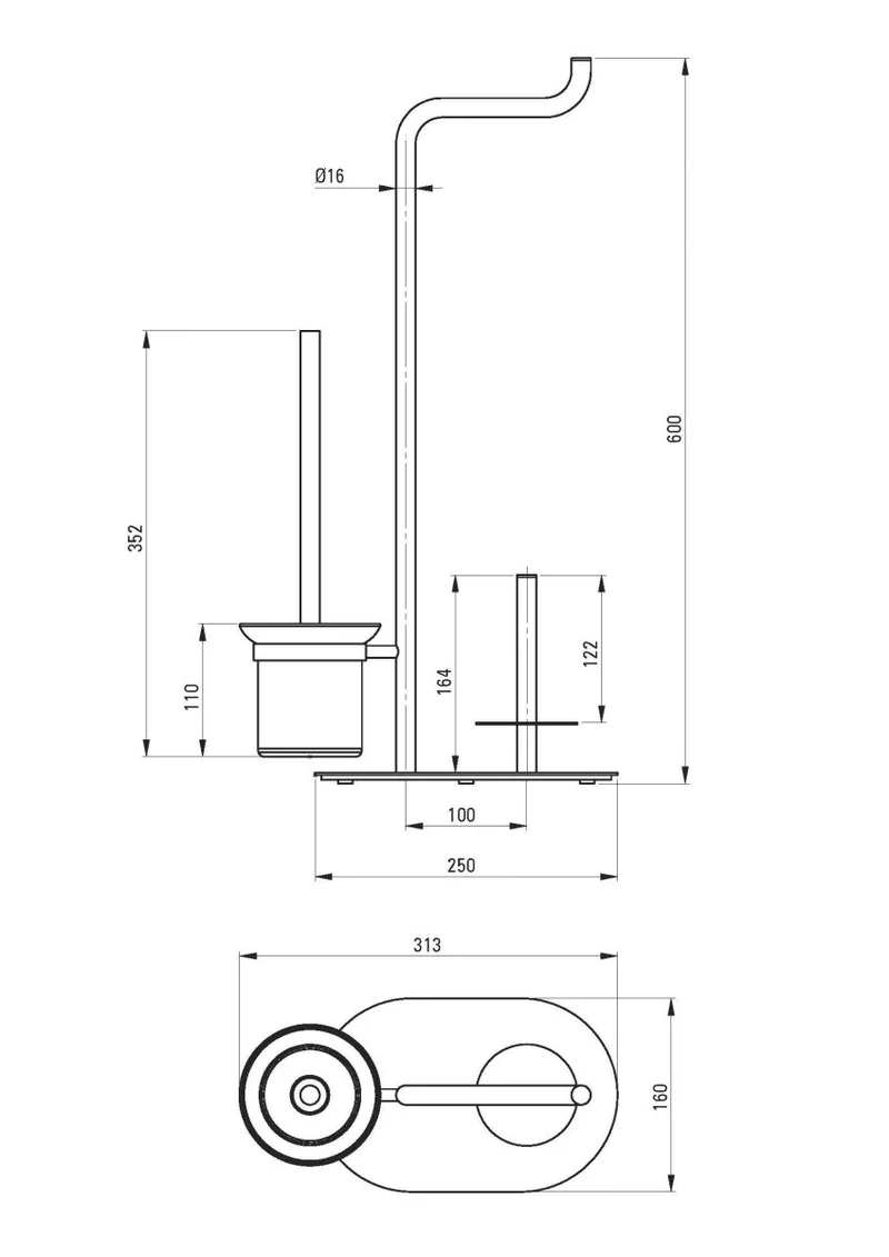 DEANTE Silia WC-Papierhalter 3-in-1 mit Ablage und Bürstenhalter // Gold // ADI-Z732