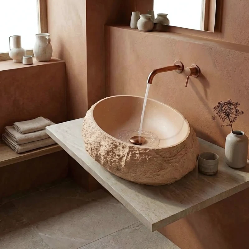 Aufsatzwaschbecken Mika Light Terracotta 50x38cm