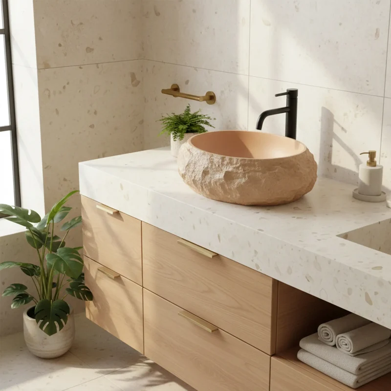 Aufsatzwaschbecken Mika Light Terracotta 50x38cm