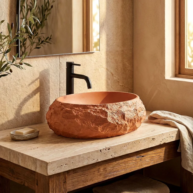 Aufsatzwaschbecken Mika Terracotta 50x38cm
