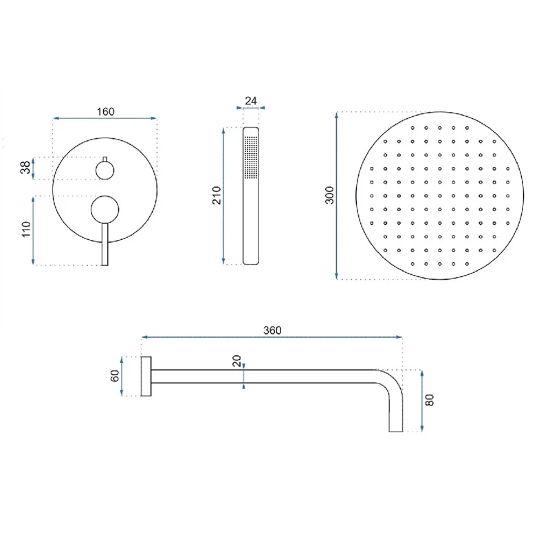 Dusche Unterputz Lungo Titan Matt
