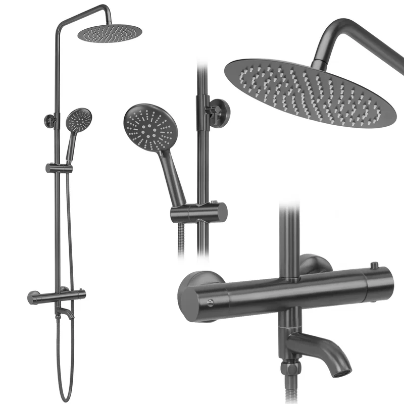 Dusche mit Wannenauslauf Lungo Titan Matt