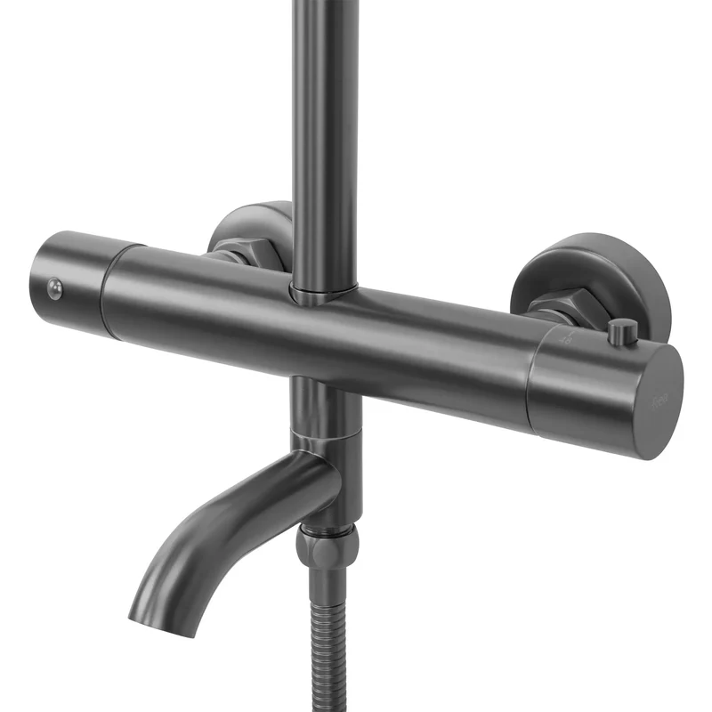 Dusche mit Wannenauslauf Lungo Titan Matt
