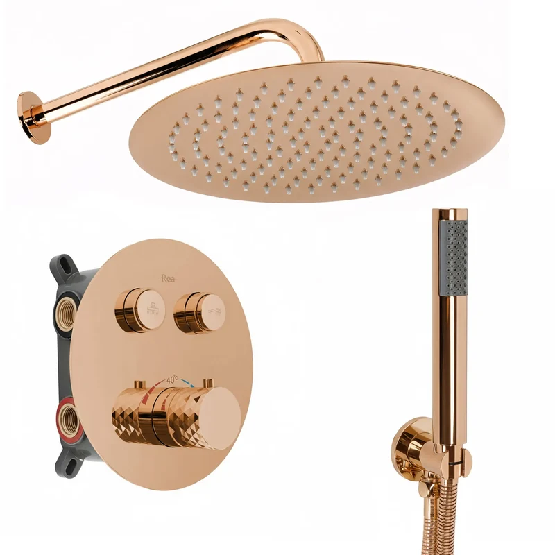 Unterputz Dusche Lungo Diamond Kupfer (mit Thermostat)