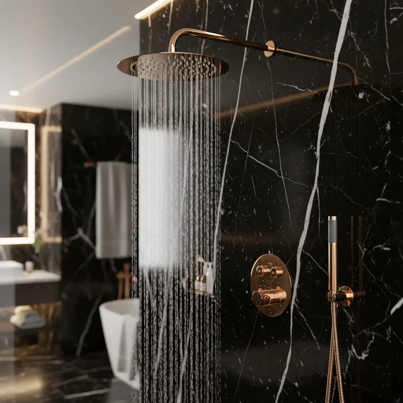 Unterputz Dusche Lungo Diamond Kupfer (mit Thermostat)