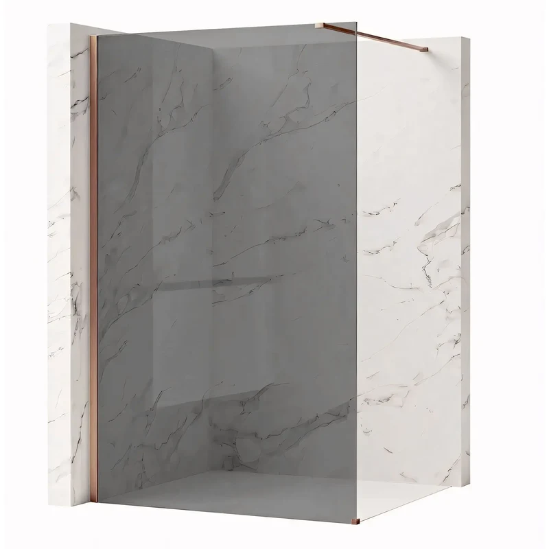 Walk-In Duschwand Flexi Kupfer Matt grau getöntes Glas 80-140cm