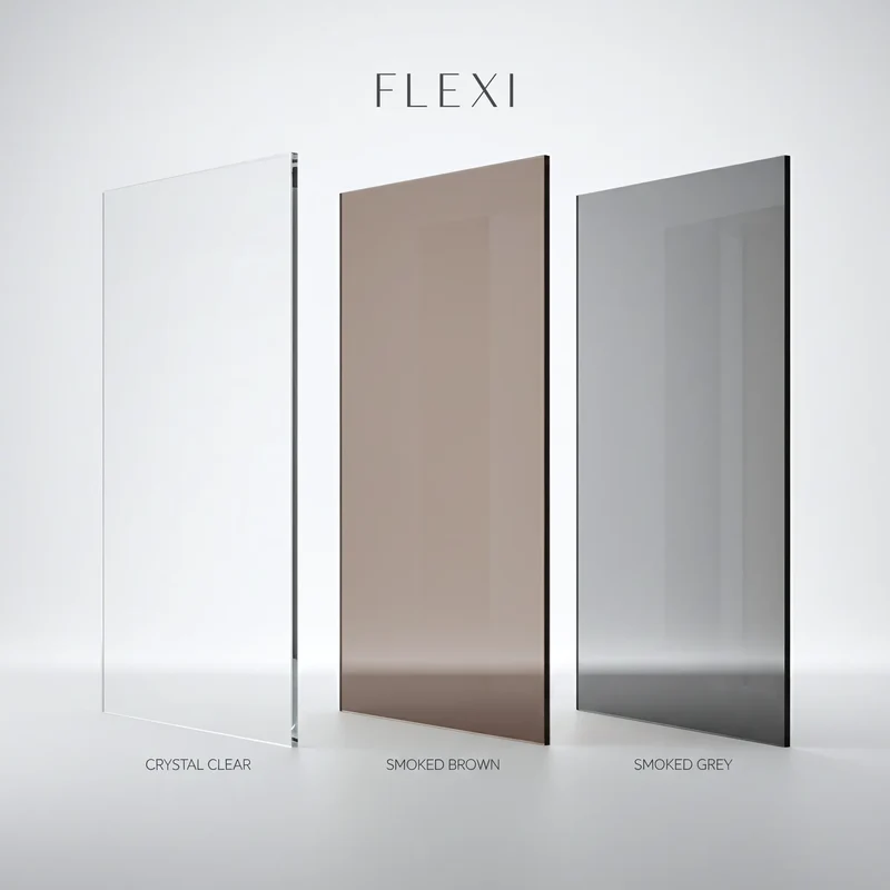 Walk-In Duschwand Flexi Gold Matt braun getöntes Glas 80-140cm