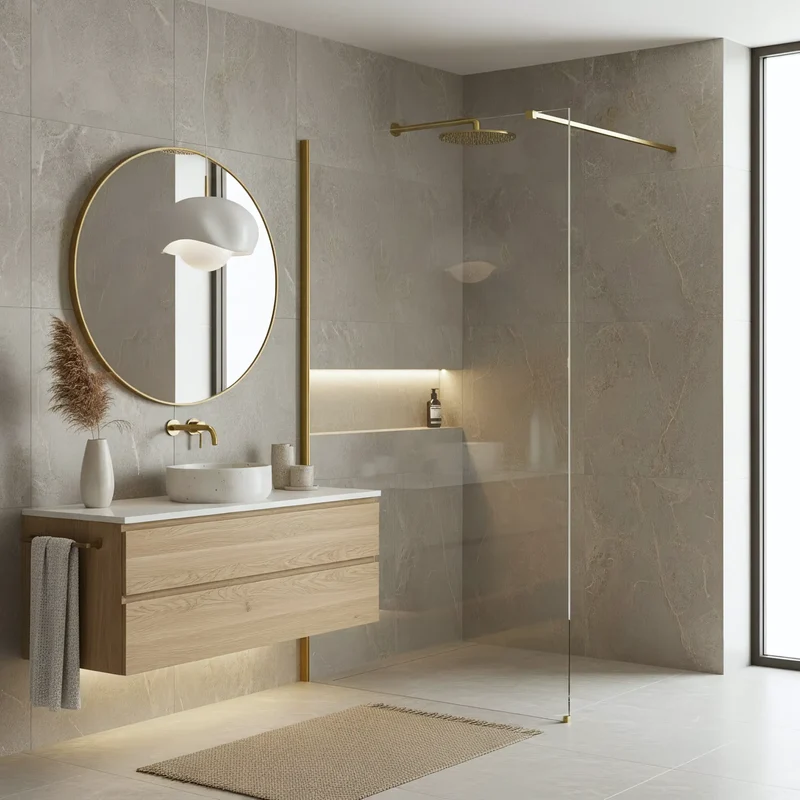 Walk In Duschwand Flexi Gold Matt 70-140cm