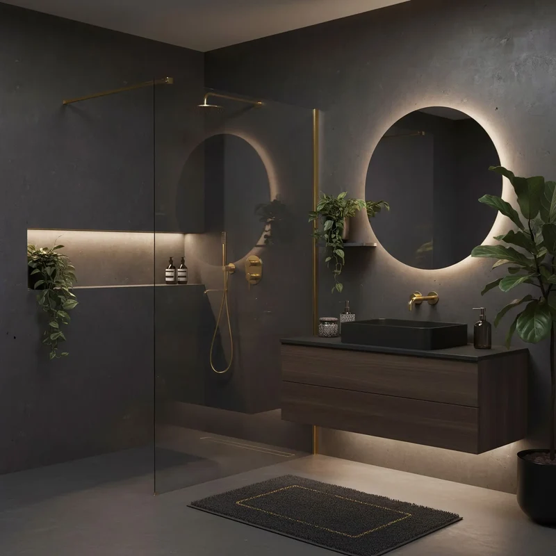 Walk In Duschwand Flexi Gold Matt 70-140cm