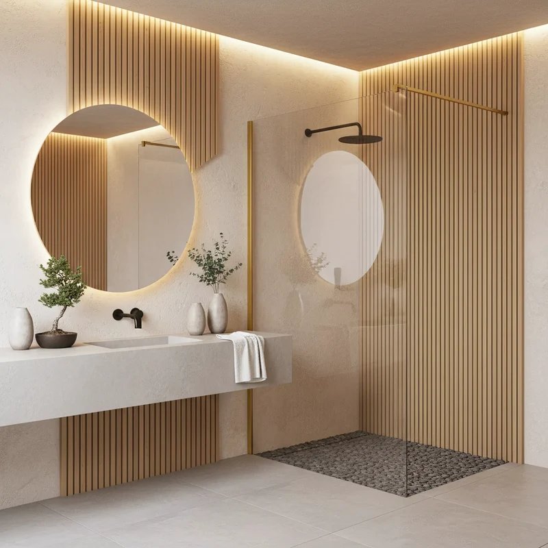 Walk In Duschwand Flexi Gold Matt 70-140cm