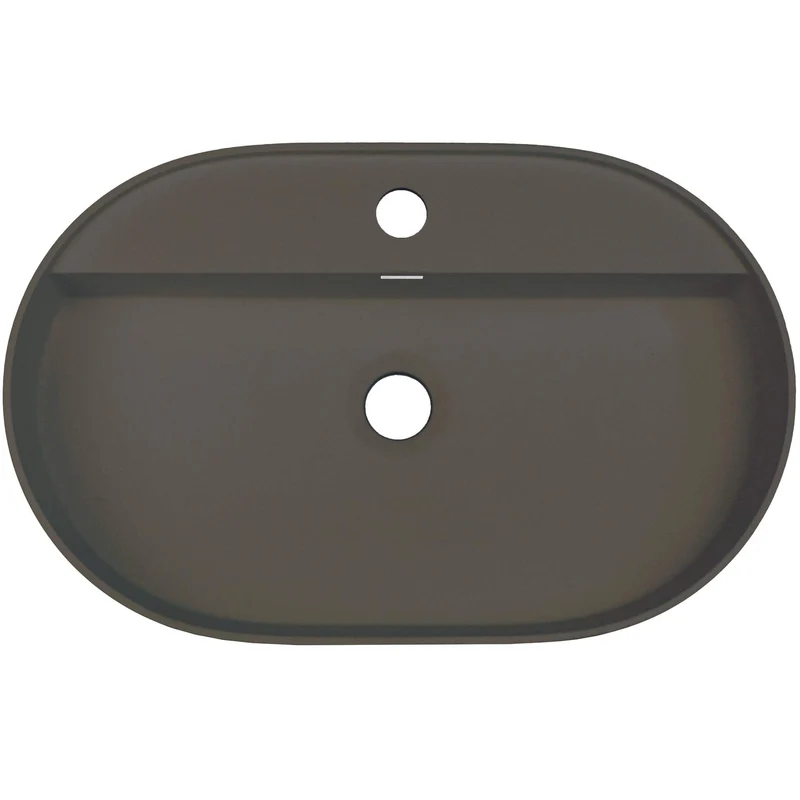 DEANTE Silia Granit-Aufsatzwaschbecken mit Armaturenbank - Oval // Anthrazit Metallic // CQS-TU6B