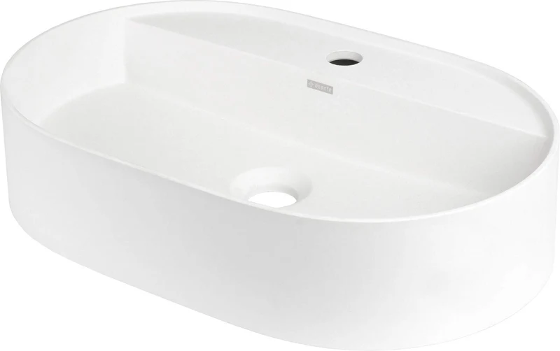 DEANTE Silia Granit-Aufsatzwaschbecken mit Armaturenbank - Oval // Alabaster // CQS-AU6B
