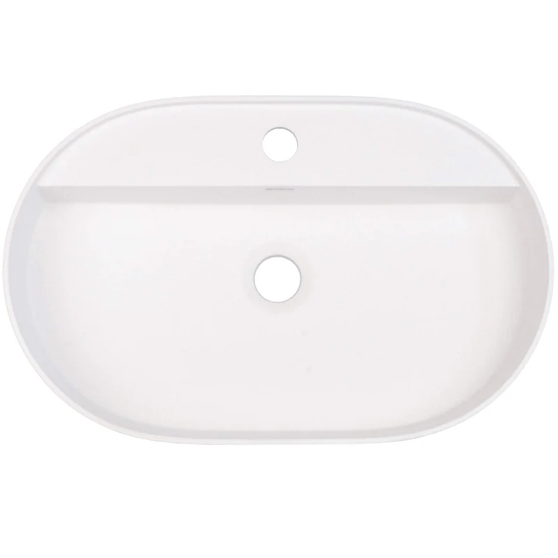 DEANTE Silia Granit-Aufsatzwaschbecken mit Armaturenbank - Oval // Alabaster // CQS-AU6B
