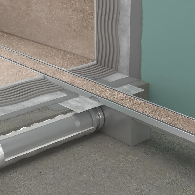 hansgrohe RainDrain Compact Duschrinne, Komplett-Set, für Standardinstallation DN 40 Sperrwasserhöhe: 30 mm, einseitig befliesbar, edelstahl gebürstet