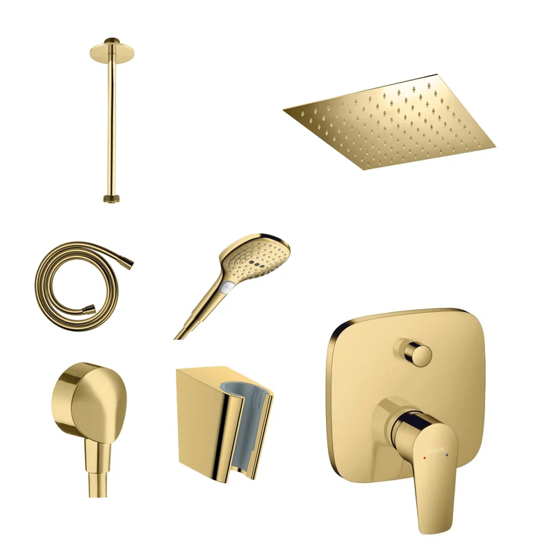 Hansgrohe Unterputz Dusch-Set Porter Gold separater Anschlussbogen mit Wand- oder Deckenanschluss von Sandbad
